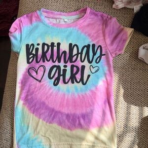 Birthday Girl Tie-Dye Short Sleeve Tee - Pink & Blue